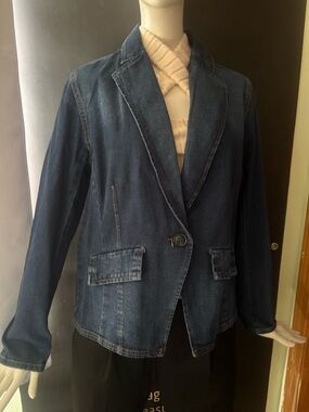 Dark Blue Denim Blazer Jacket